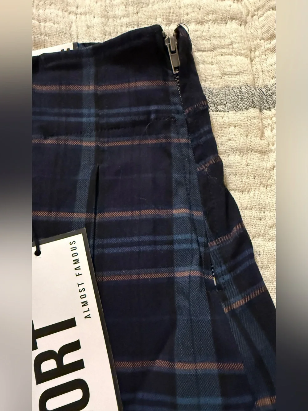 Almost Famous Navy and Blue Plaid Pleated Skort